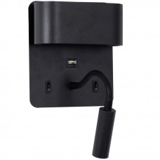 Φωτιστικό Τοίχου LED Διπλού Φωτισμού + USB Θερμό Φως Μαύρο 43036-BL